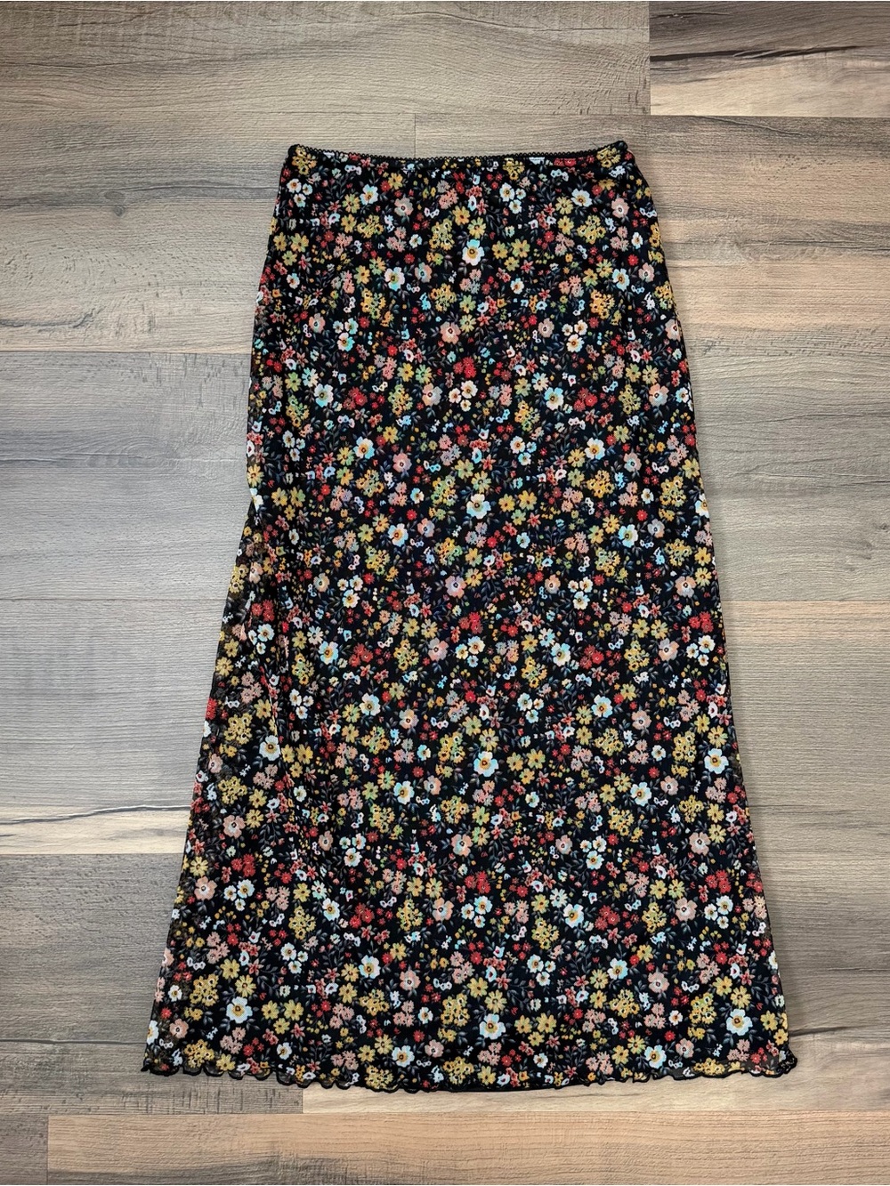 Urban Outfitters Floral Mesh Maxi Skirt - Side Slit - Size Small
